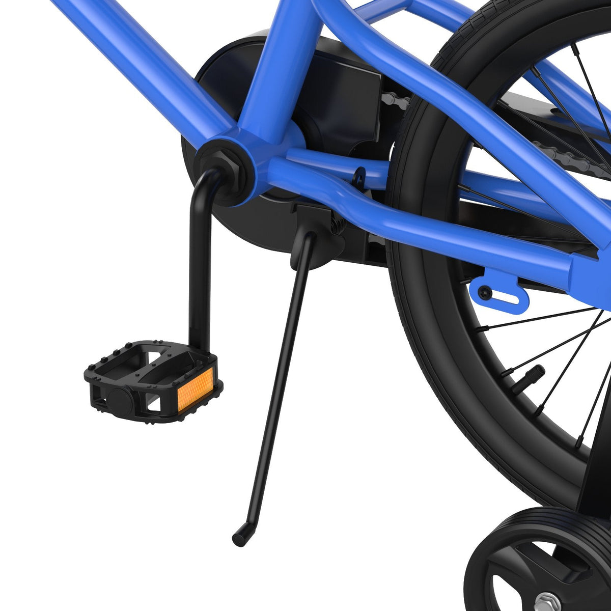 Vélo pour enfant de 18 pouces avec roues d'apprentissage amovibles et béquille, Bleu