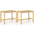 Juego de 2 taburetes de comedor de cuerda de papel trenzada, altura del asiento de 18 pulgadas, estructura de madera de caucho natural