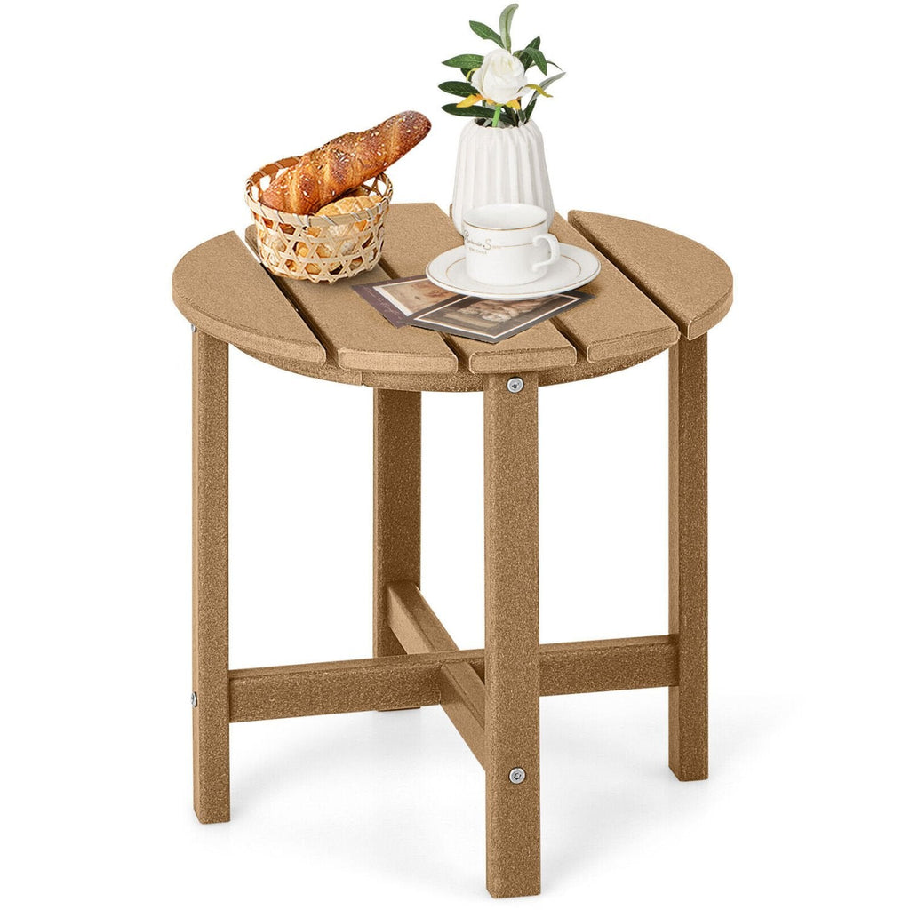 Runder, wetterbeständiger Adirondack-Beistelltisch, 18 Zoll, braun