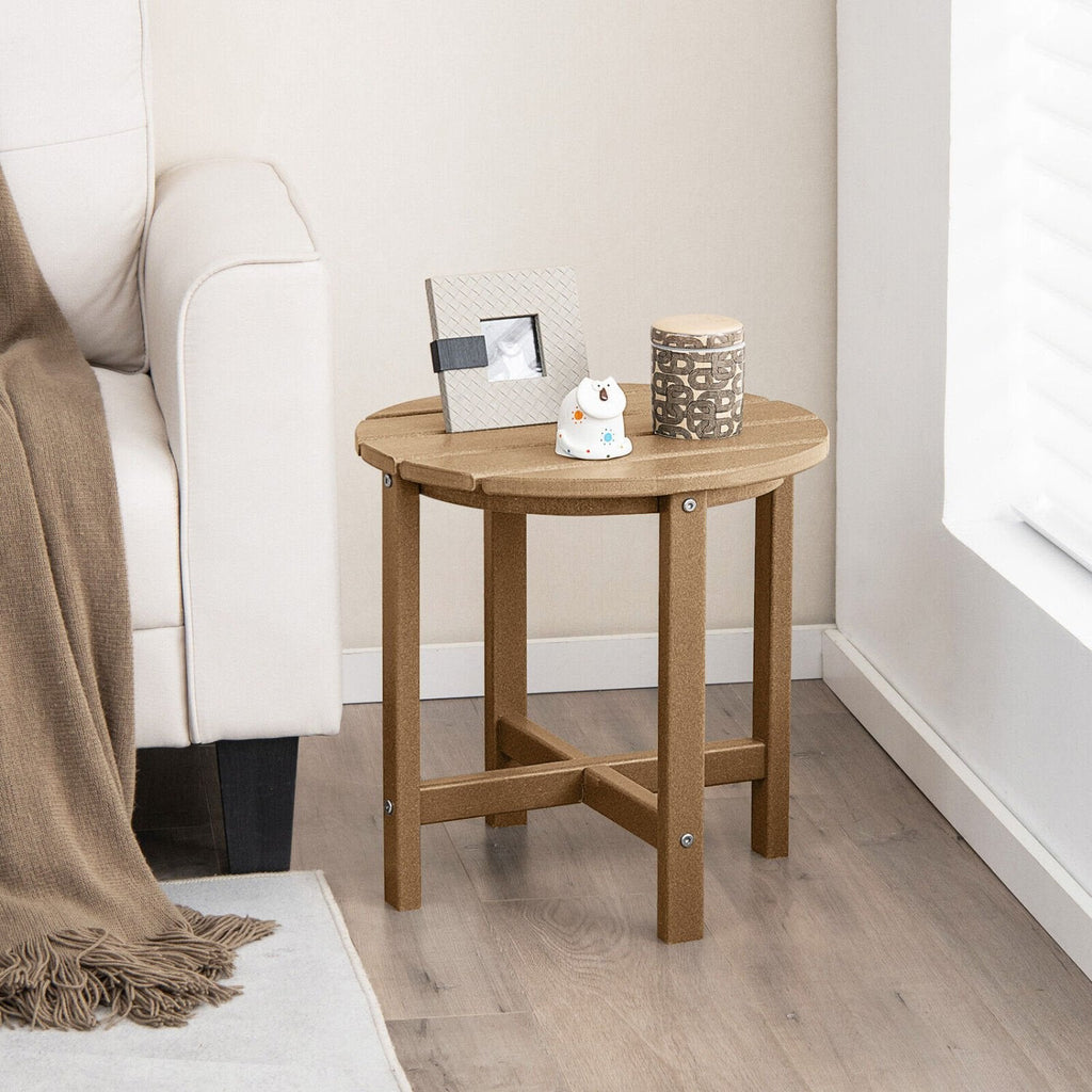 Runder, wetterbeständiger Adirondack-Beistelltisch, 18 Zoll, braun