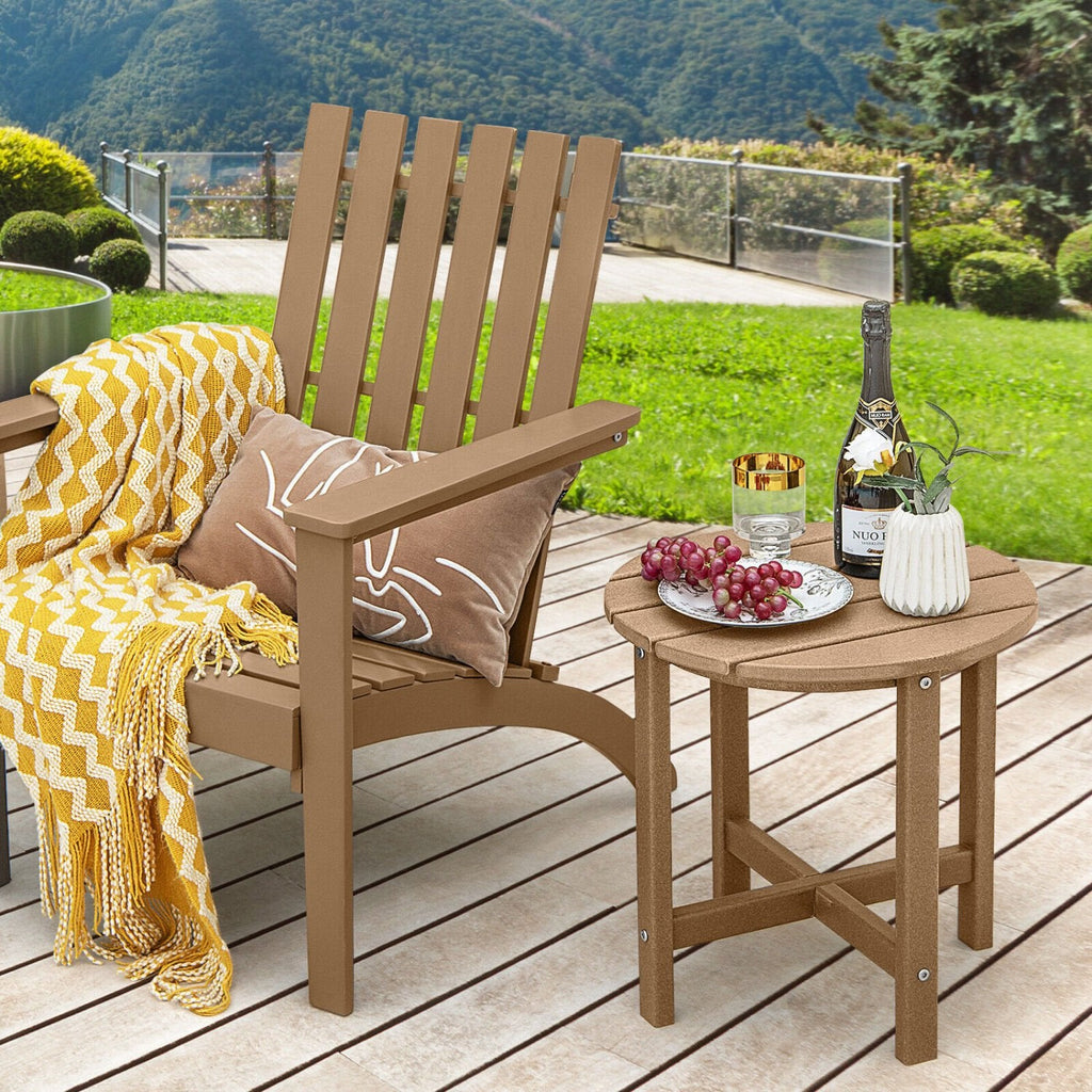 Runder, wetterbeständiger Adirondack-Beistelltisch, 18 Zoll, braun
