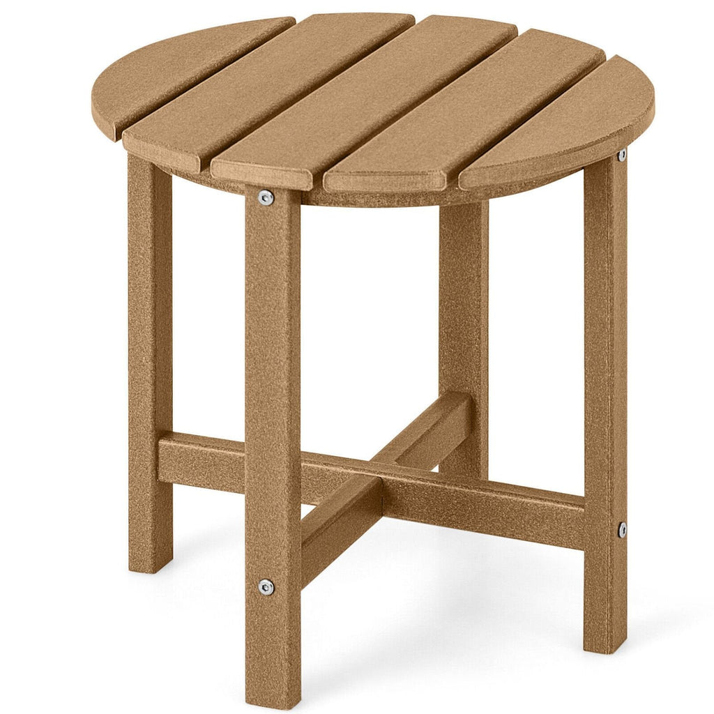 Runder, wetterbeständiger Adirondack-Beistelltisch, 18 Zoll, braun