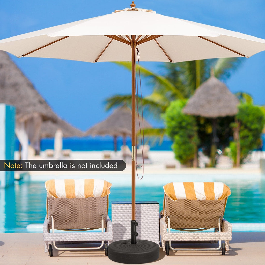 Pied de parasol rond et lestable de 19,5 pouces pour jardin, terrasse de piscine - Noir