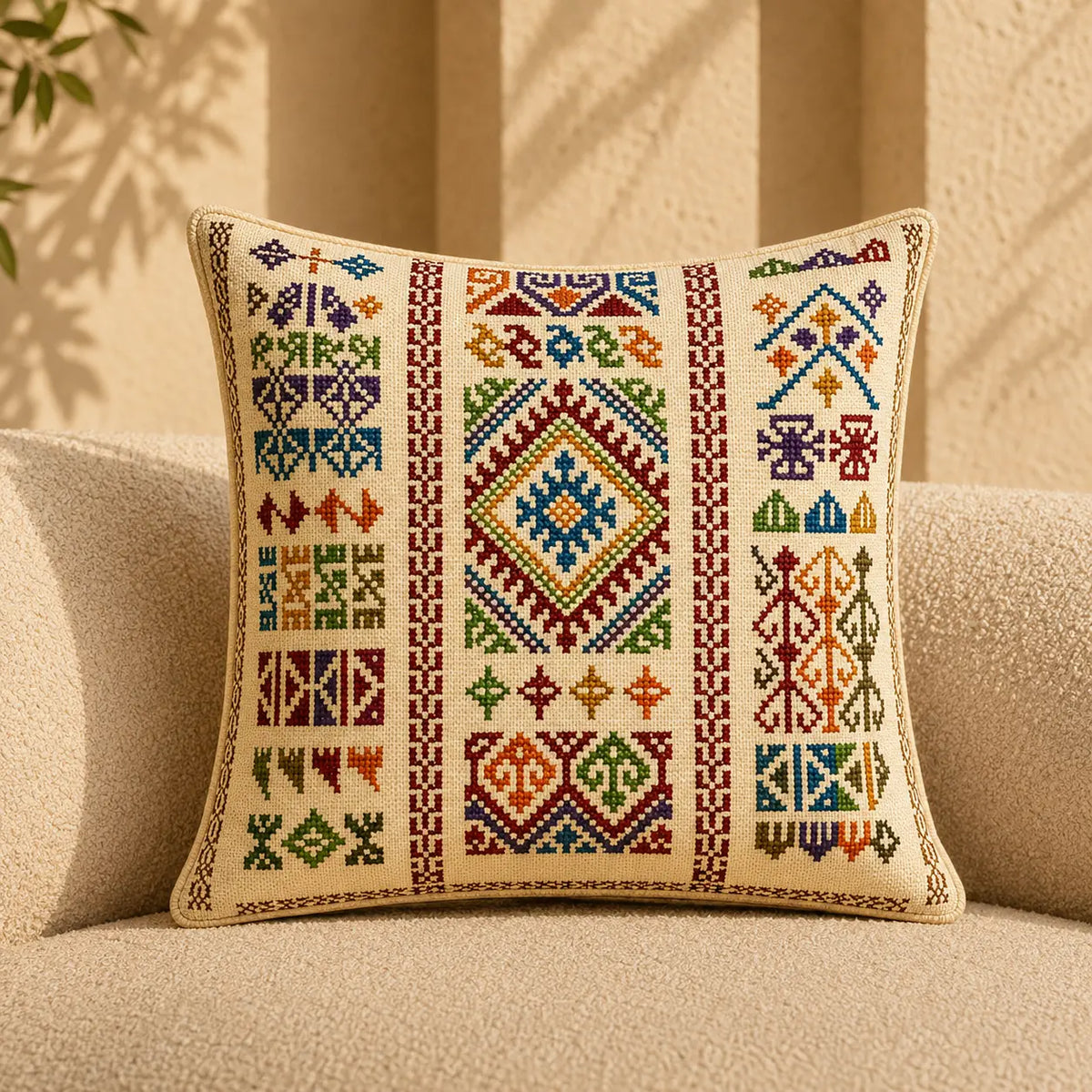 Cushion Cover Set of 2 – Printed Palestinian Tatreez – 18×18 in – Asic