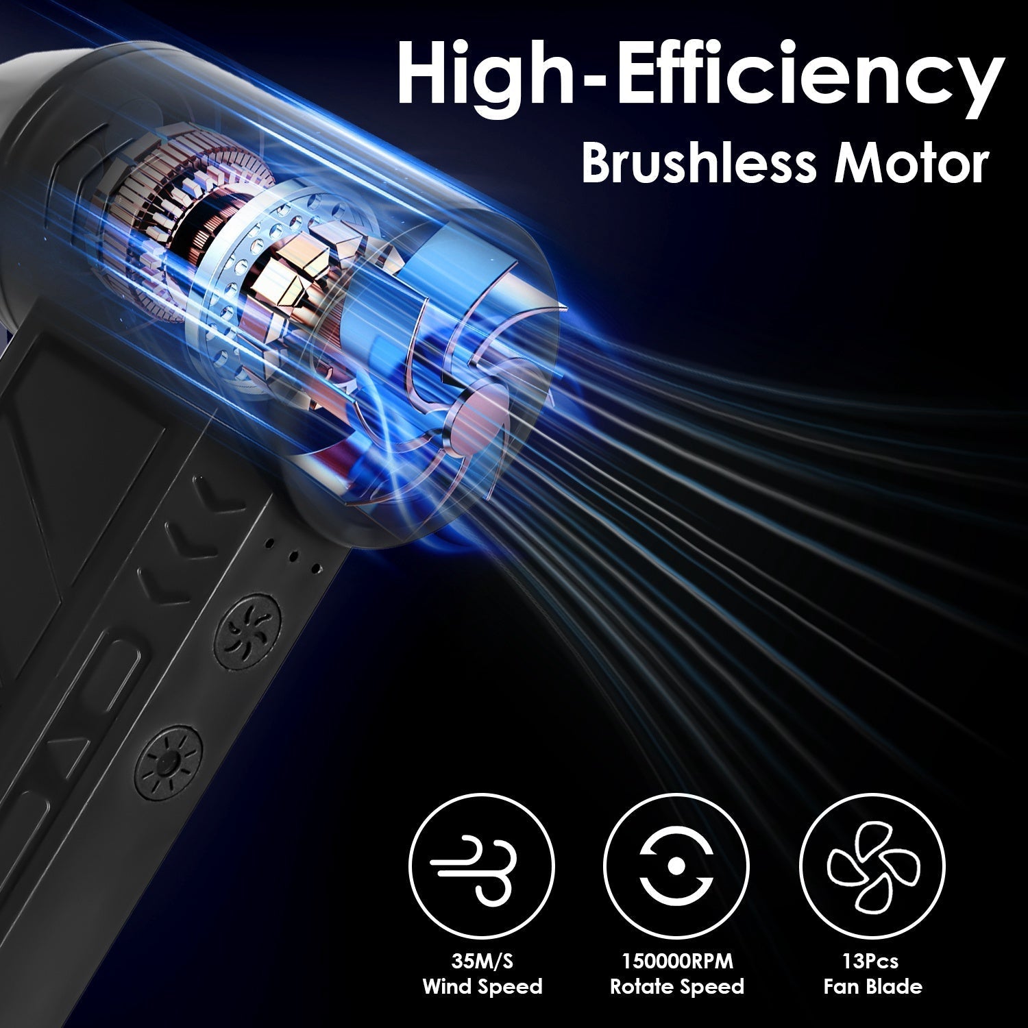 1Pc Compressed Air Duster With LED Light Up To 150000RPM Speed For PC Green Sir Loin