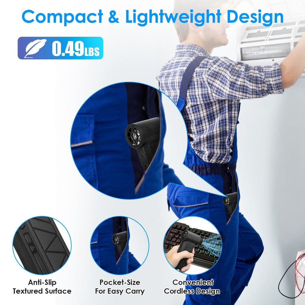 1Pc Compressed Air Duster With LED Light Up To 150000RPM Speed For PC Green Sir Loin