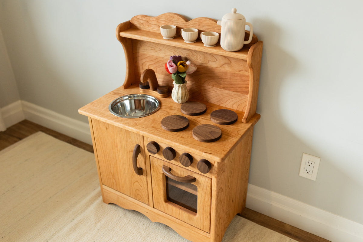 Cherry Hardwood Play Kitchen - Handmade in Canada