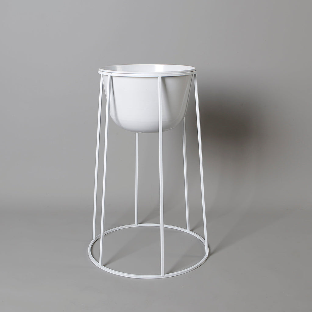 Fazel White Raised Metal Pot Planter 2’