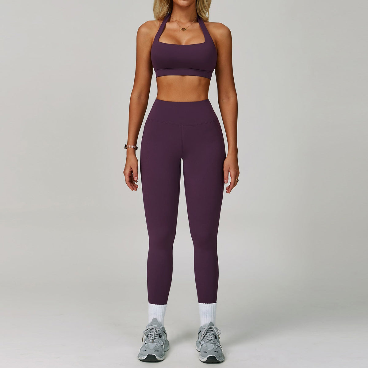 Rückenfreies Neckholder-Yoga-Set für Damen – Eng anliegende, schnelltrocknende Sportbekleidung