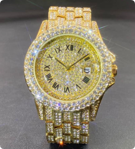 Reloj de cuarzo para hombre con diamantes de alta gama
