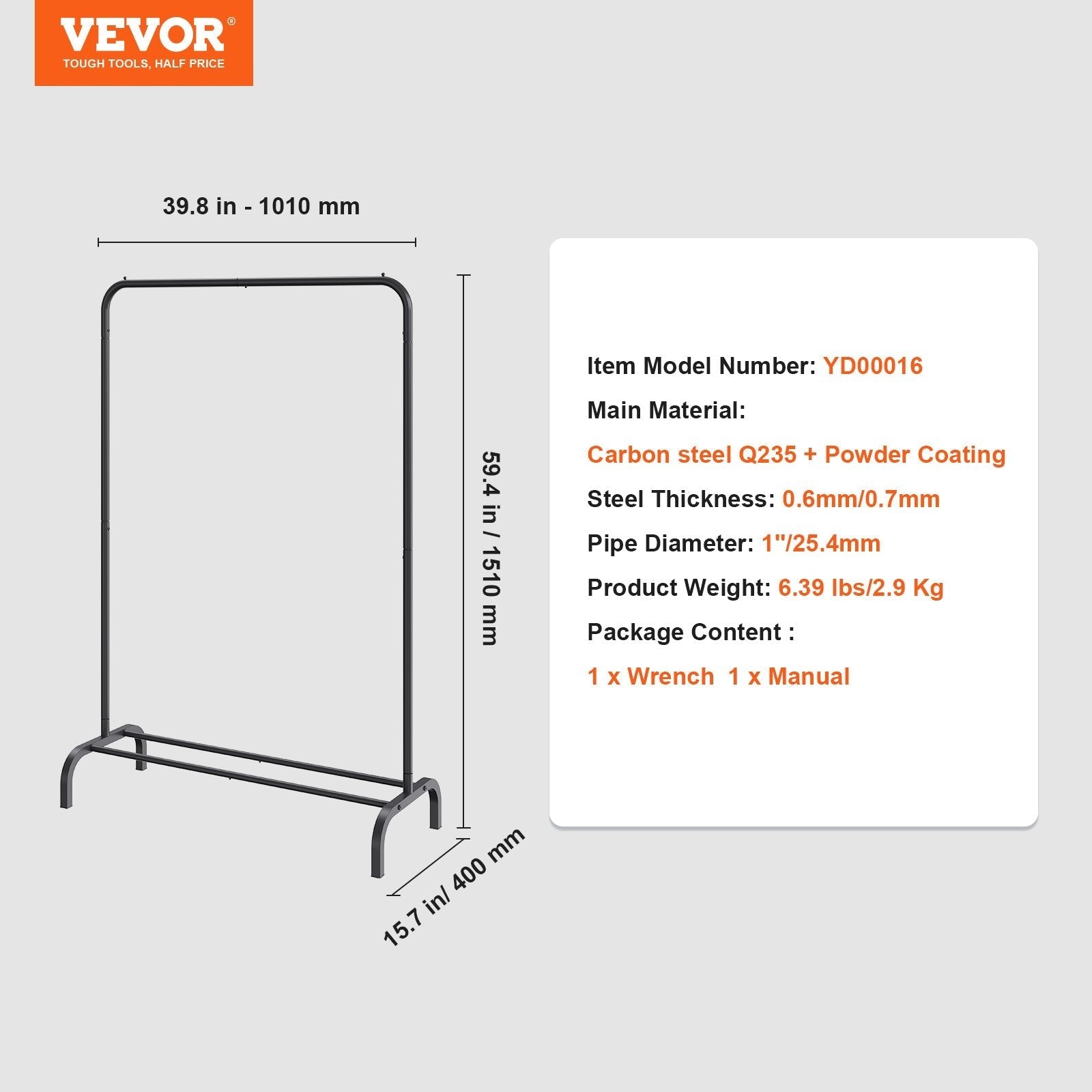 VEVOR Clothes Rack, Heavy Duty Clothing Garment Rack With Hanging Rod Green Sir Loin