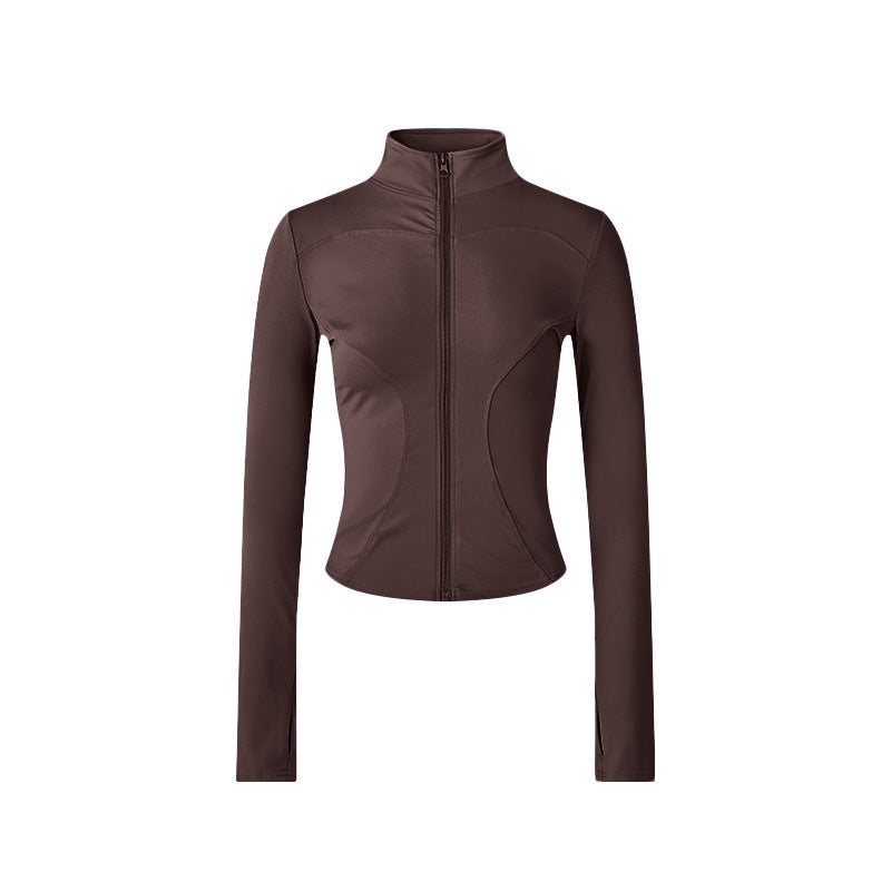 Damen-Workoutjacke mit langen Ärmeln und Reißverschluss – figurbetontes Yoga- & Fitness-Oberteil