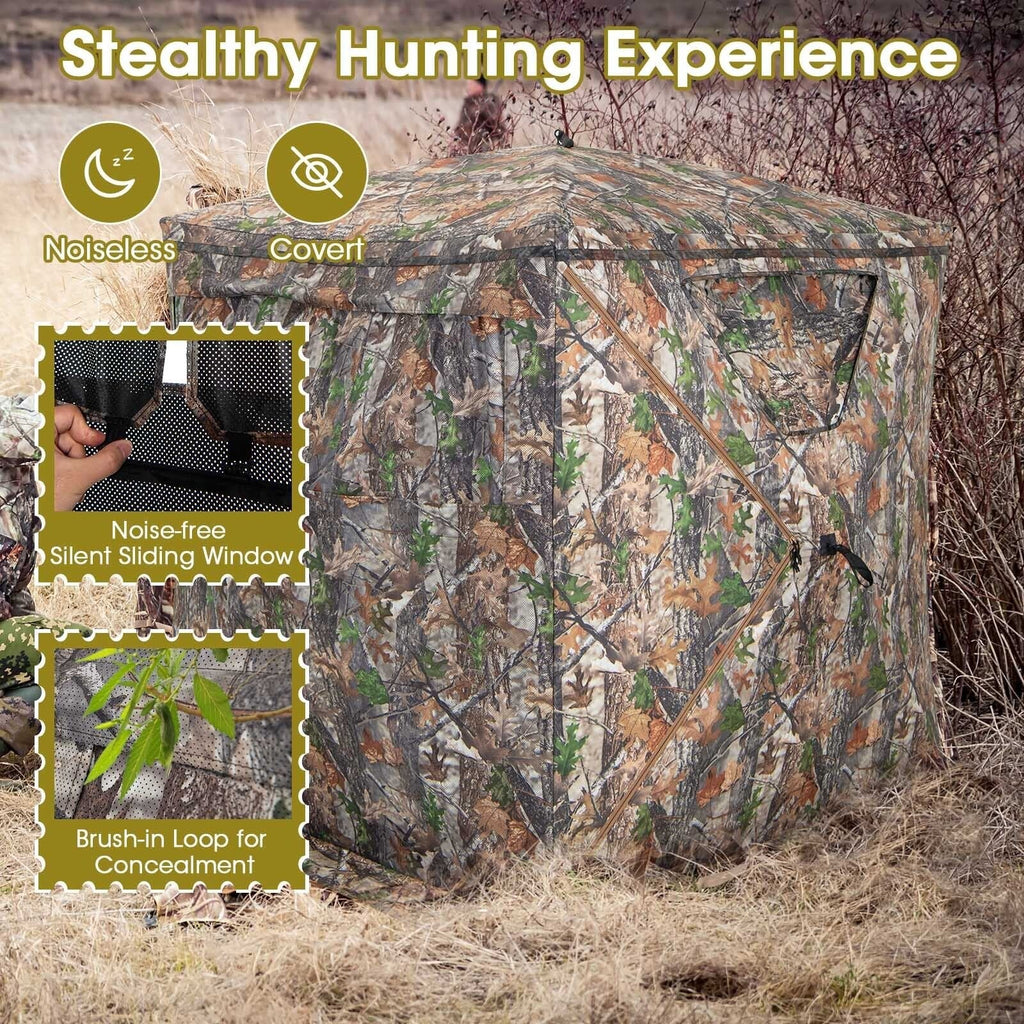 Tente d'affût de chasse portable pop-up 2-3 personnes avec sac de transport et poche de rangement