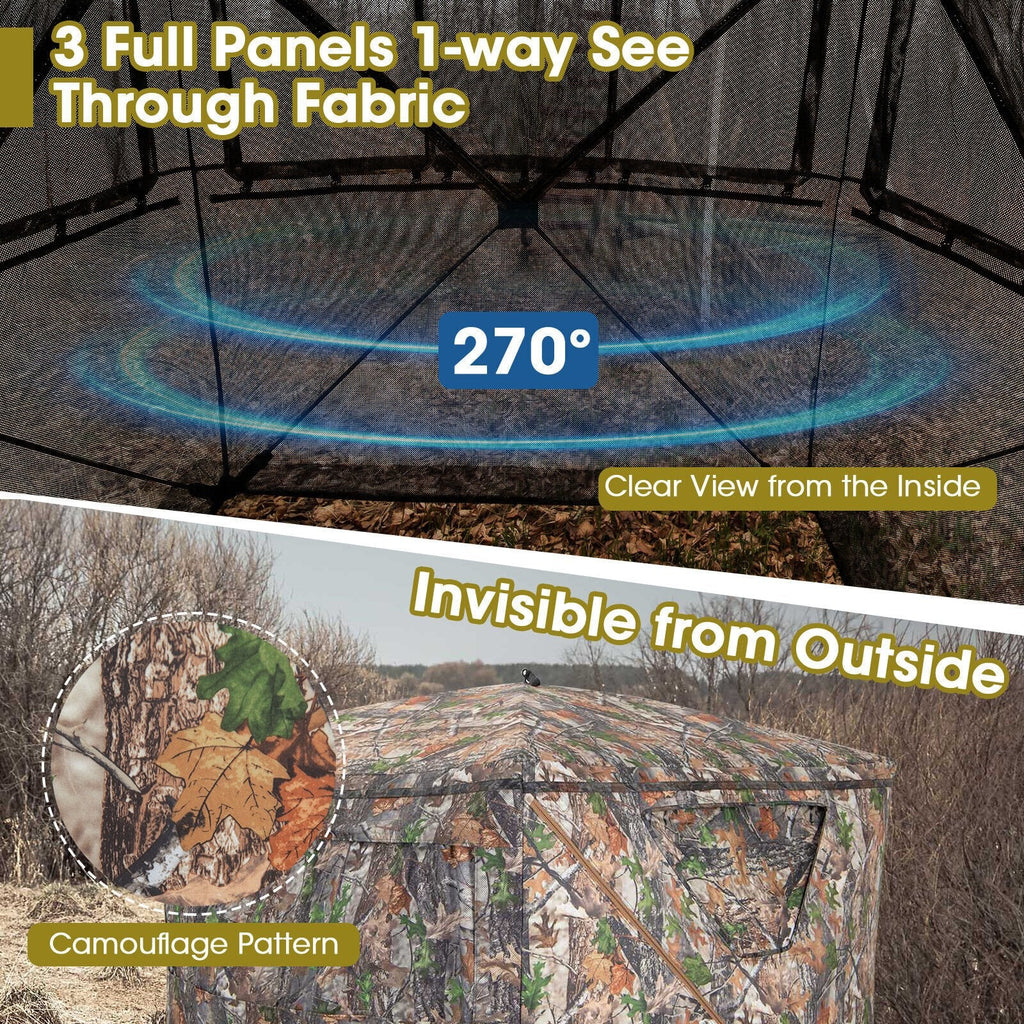 Tente d'affût de chasse portable pop-up 2-3 personnes avec sac de transport et poche de rangement
