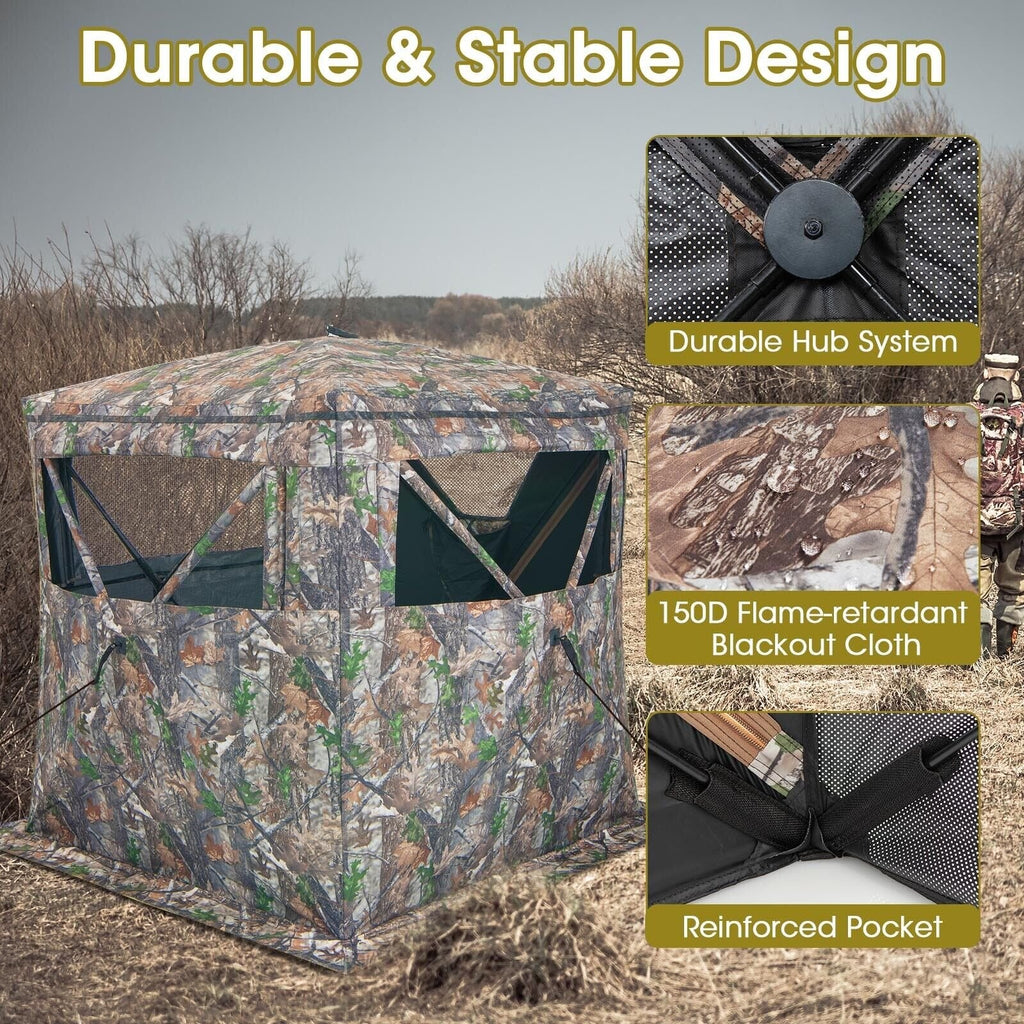 Tente d'affût de chasse portable pop-up 2-3 personnes avec sac de transport et poche de rangement