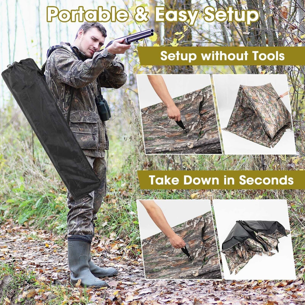Tente d'affût de chasse portable pop-up 2-3 personnes avec sac de transport et poche de rangement