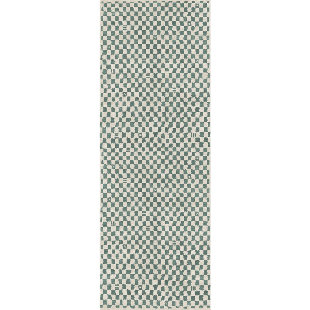 Metro Checkered Slate Green Rug