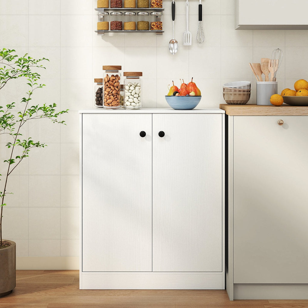 Unterschrank mit 2 Türen und 3-stufigem Regal – Weiß