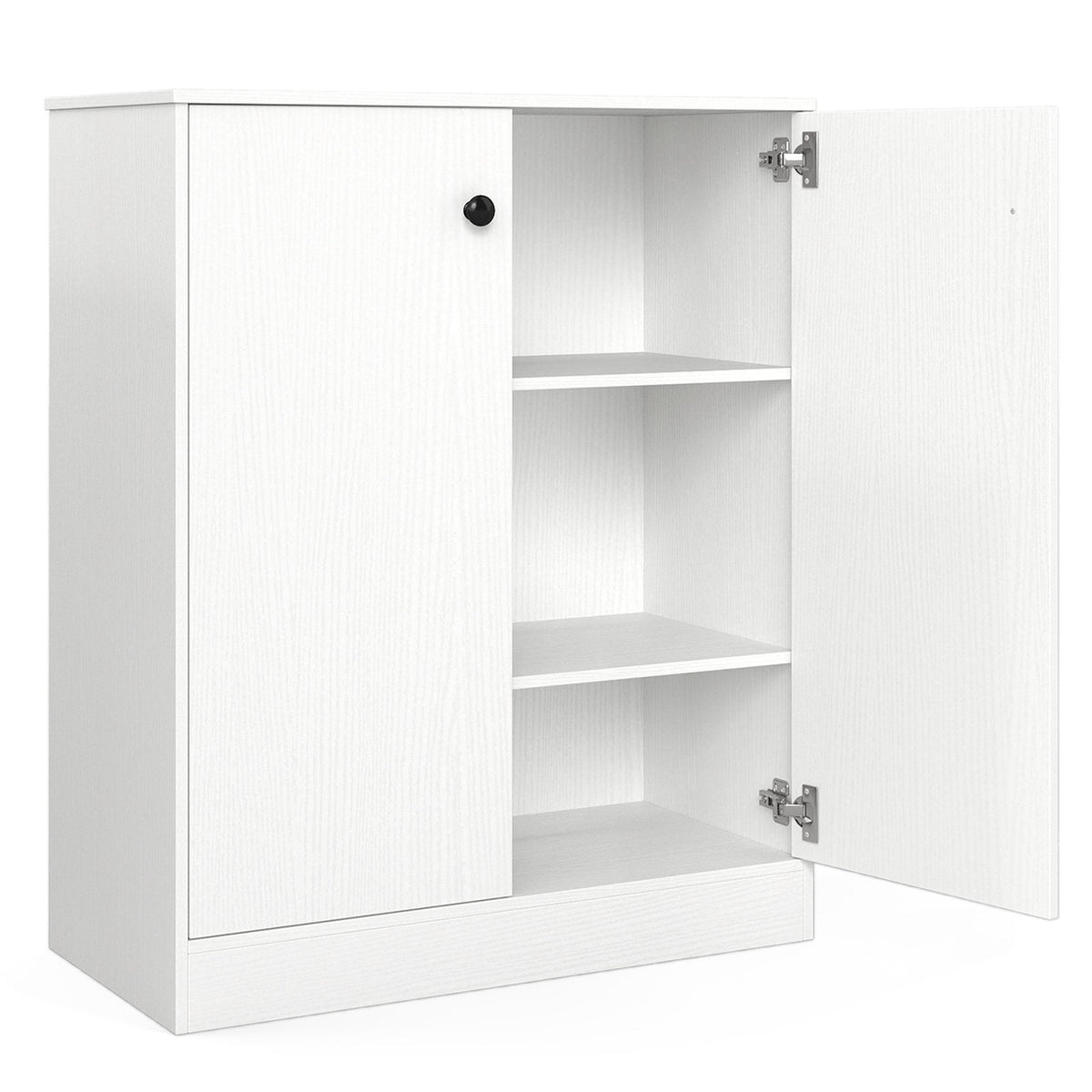 Unterschrank mit 2 Türen und 3-stufigem Regal – Weiß