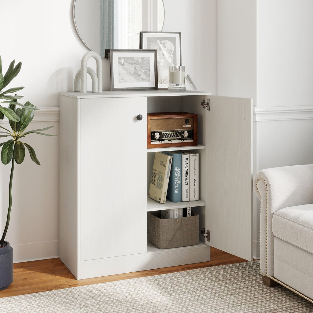 Unterschrank mit 2 Türen und 3-stufigem Regal – Weiß
