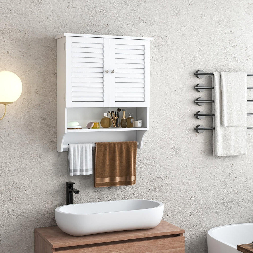 Armario de baño de pared con 2 puertas y toallero - blanco