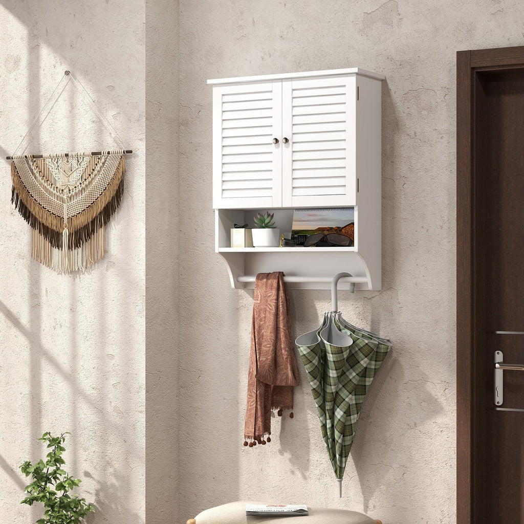 Armario de baño de pared con 2 puertas y toallero - blanco