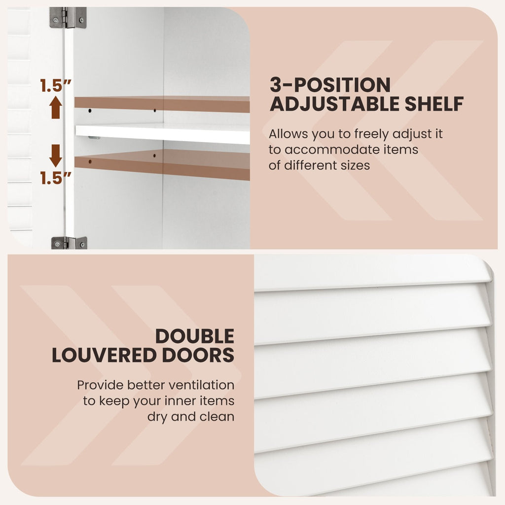 Armario de baño de pared con 2 puertas y toallero - blanco