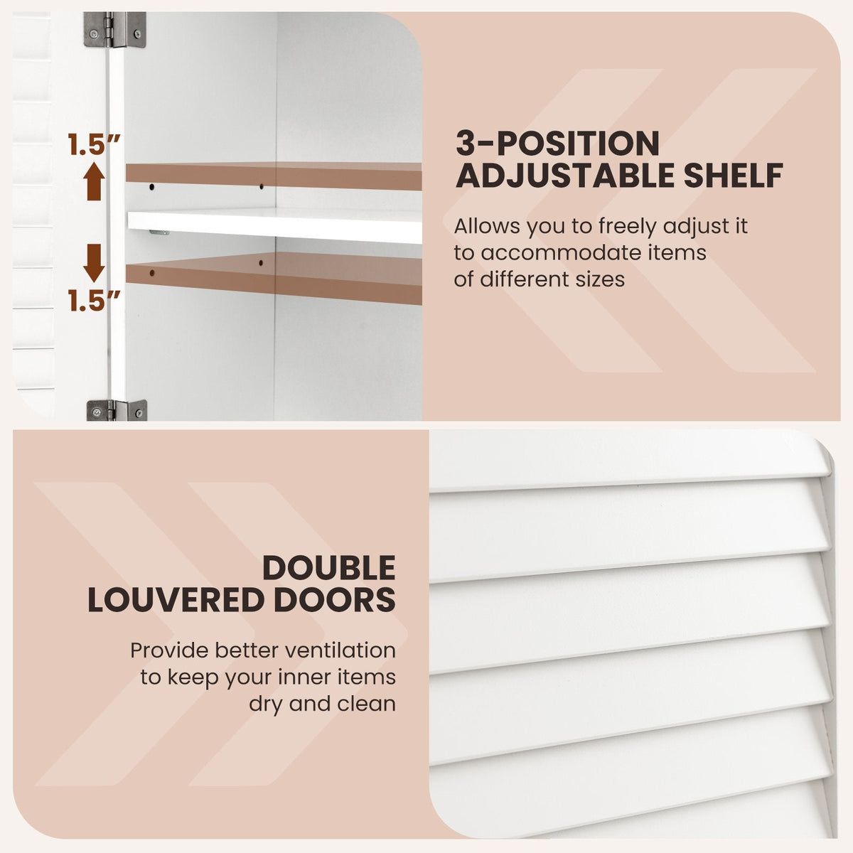 Armario de baño de pared con 2 puertas y toallero - blanco