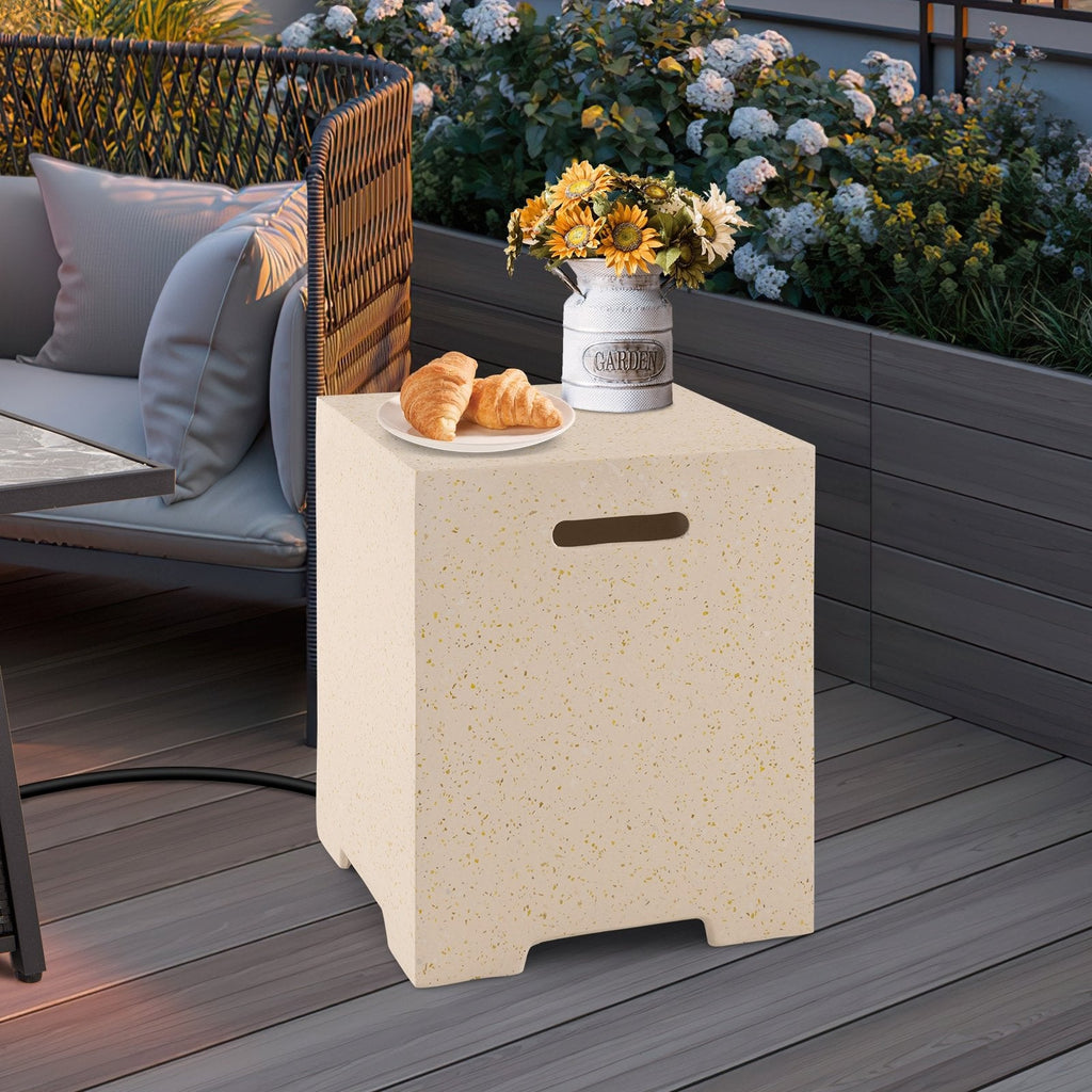2-in-1 Gasflaschenhalter-Beistelltisch mit Schutzhülle