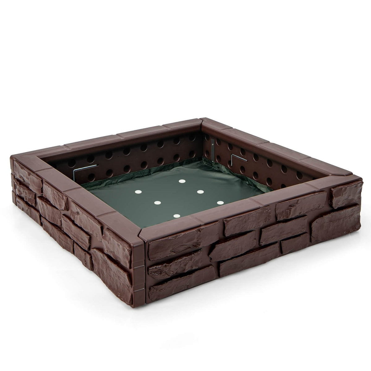 2-in-1-Kinder-Sandkasten aus HDPE mit Abdeckung und Bodenmatte – Braun
