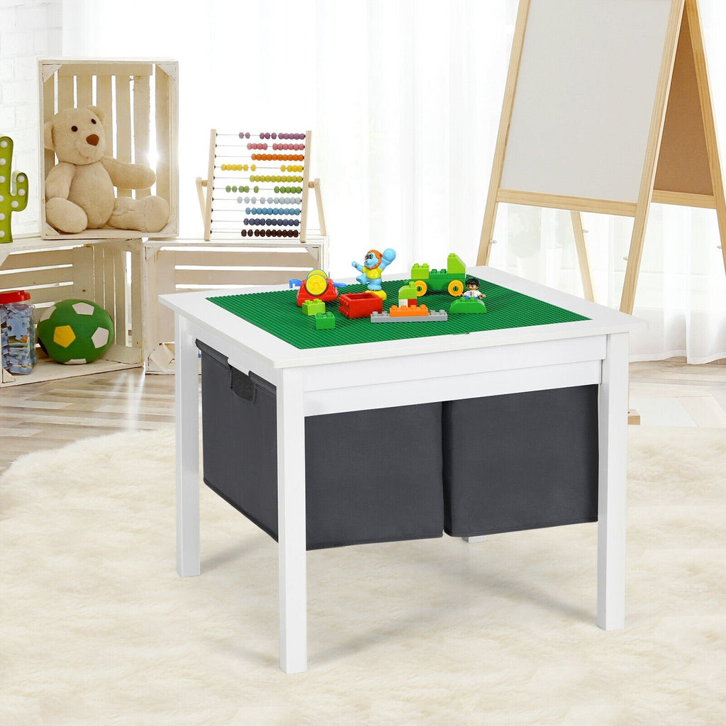 Table d’activités réversible 2 en 1 pour enfants avec 2 tiroirs de rangement, blanche