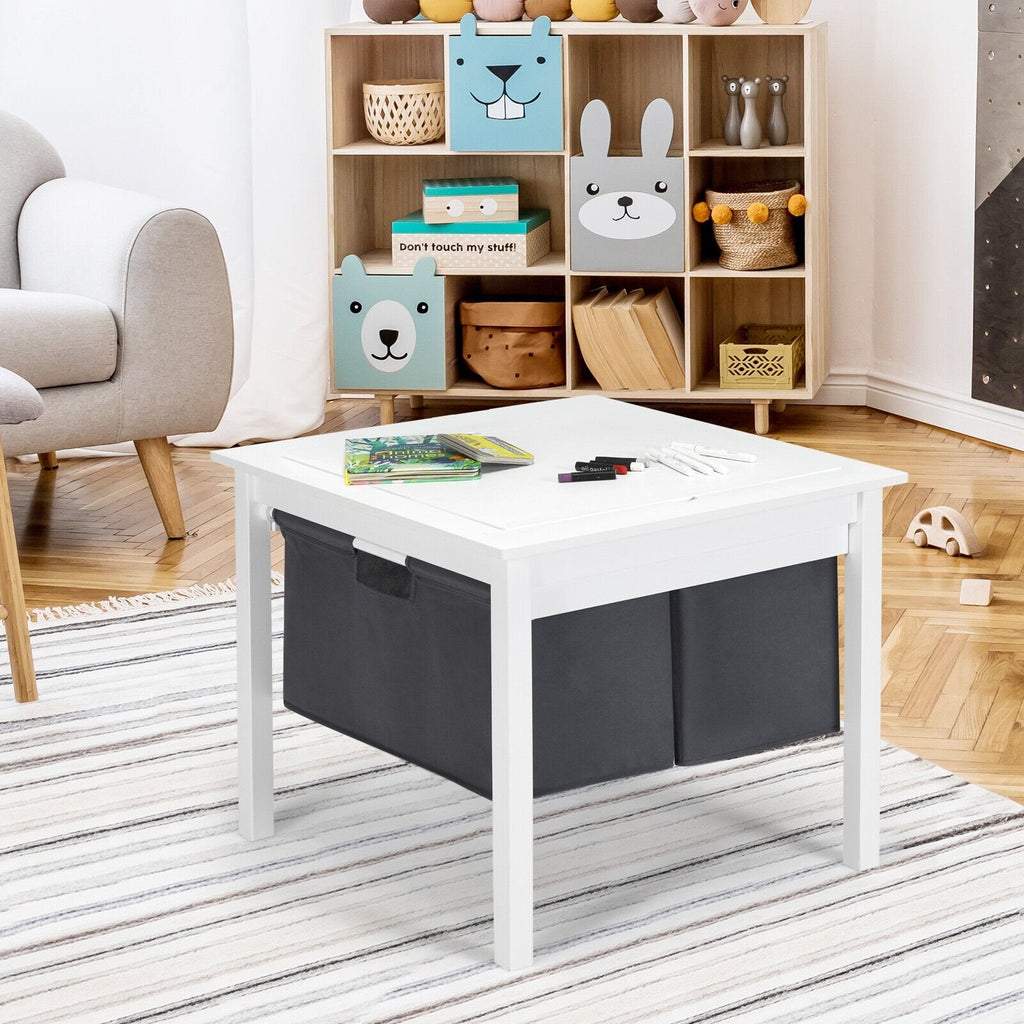 Table d’activités réversible 2 en 1 pour enfants avec 2 tiroirs de rangement, blanche