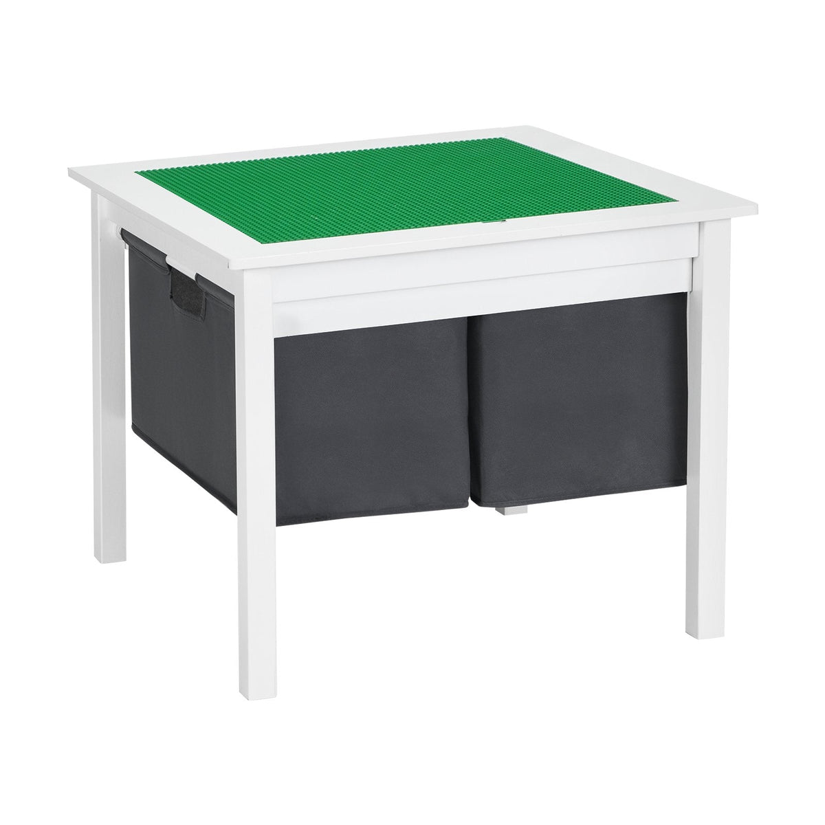 2 in 1 Kids Double Sided Activity Block Table with 2 Storage Drawers, White