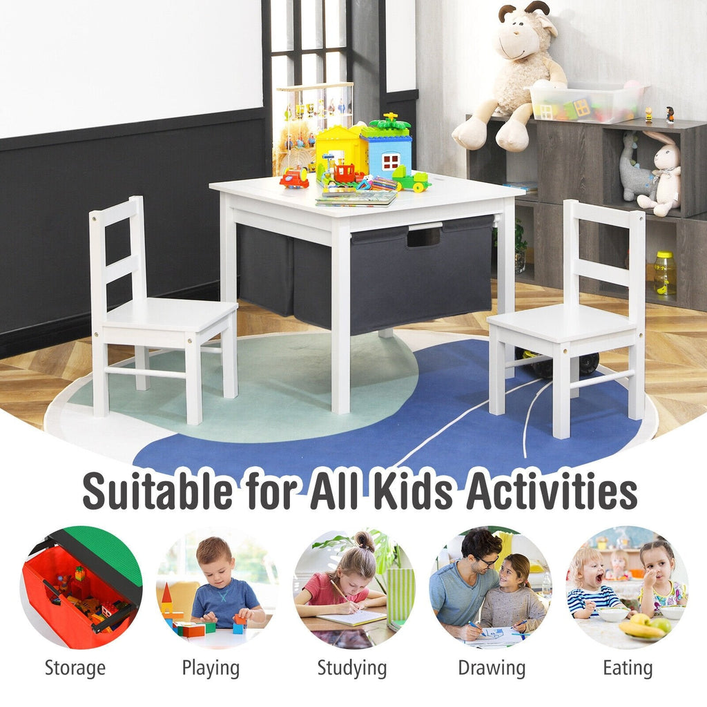 Table d’activités réversible 2 en 1 pour enfants avec 2 tiroirs de rangement, blanche