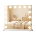 Miroir de maquillage 2-en-1 avec 14 ampoules LED à intensité réglable