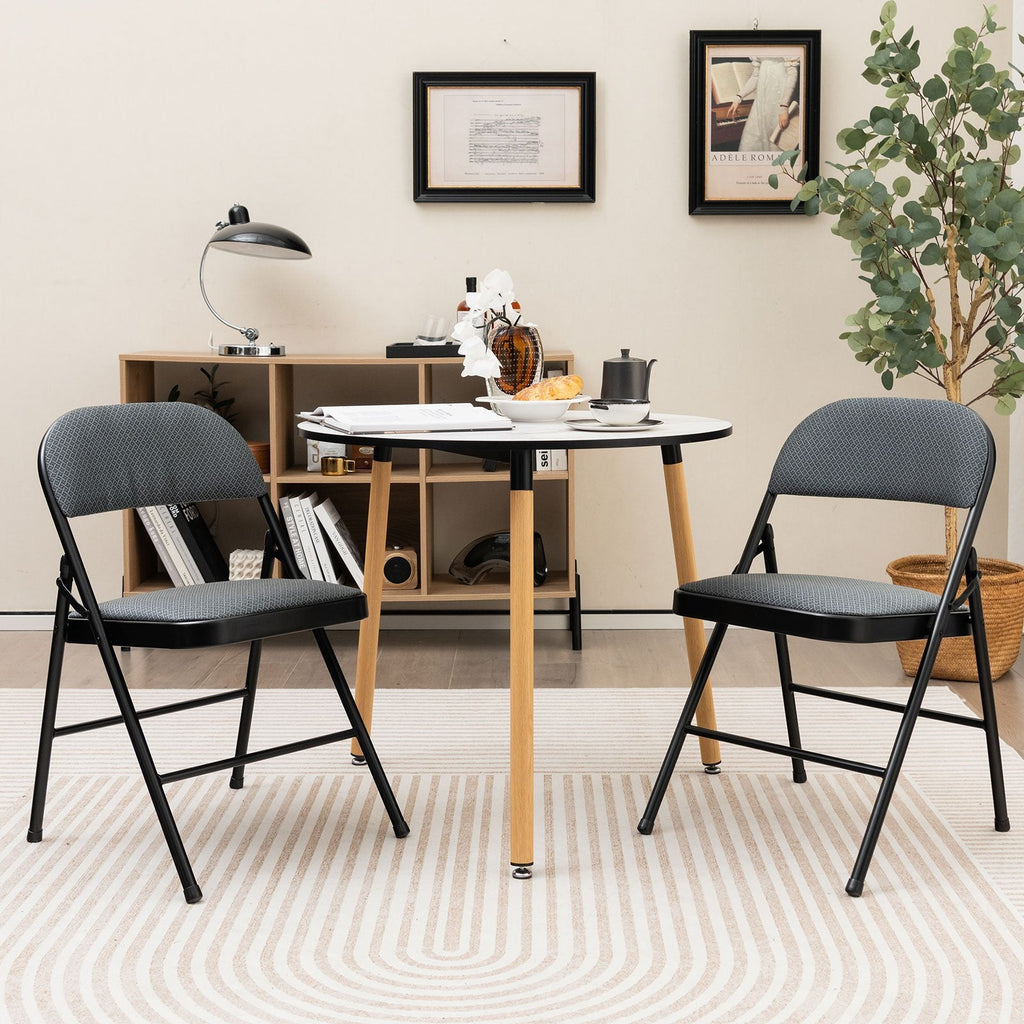 Juego de 2 sillas plegables con asiento tapizado y respaldo cubierto de tela