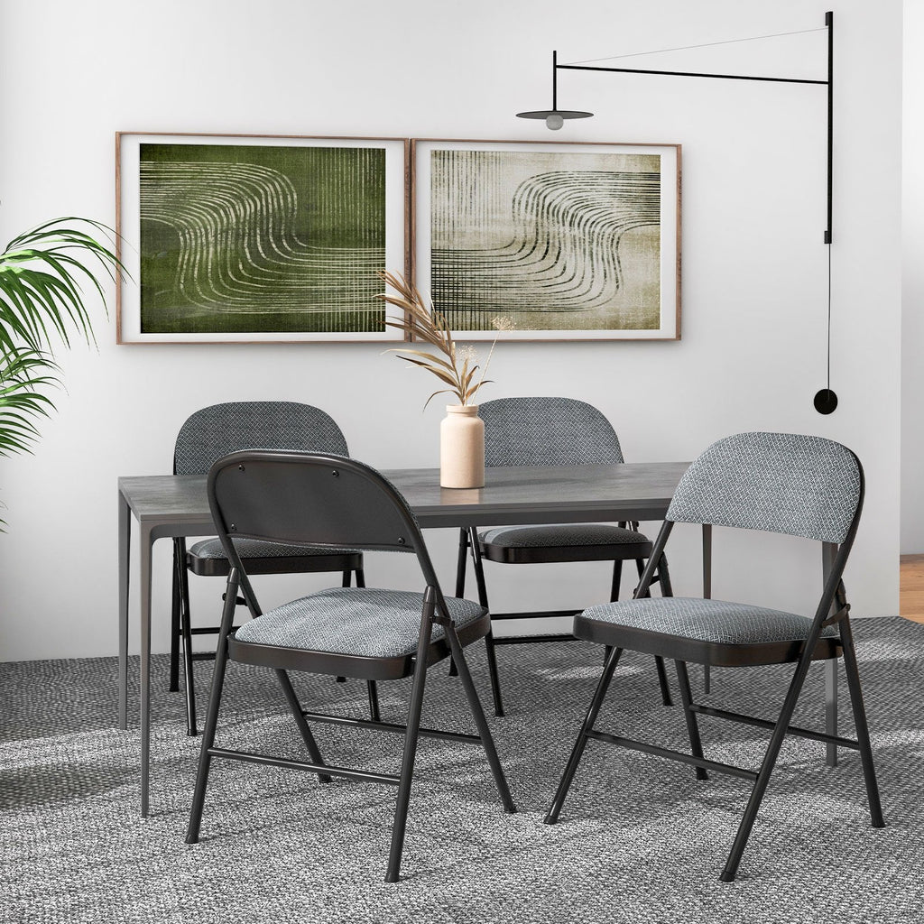 Juego de 2 sillas plegables con asiento tapizado y respaldo cubierto de tela