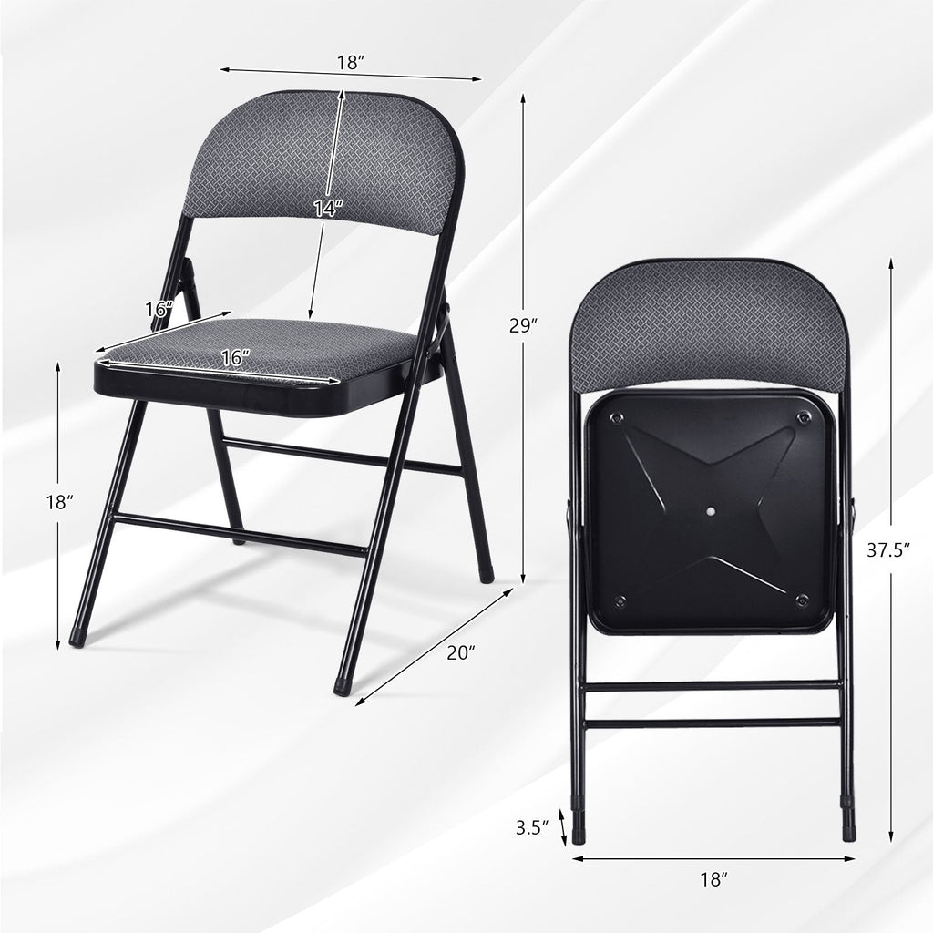 Juego de 2 sillas plegables con asiento tapizado y respaldo cubierto de tela