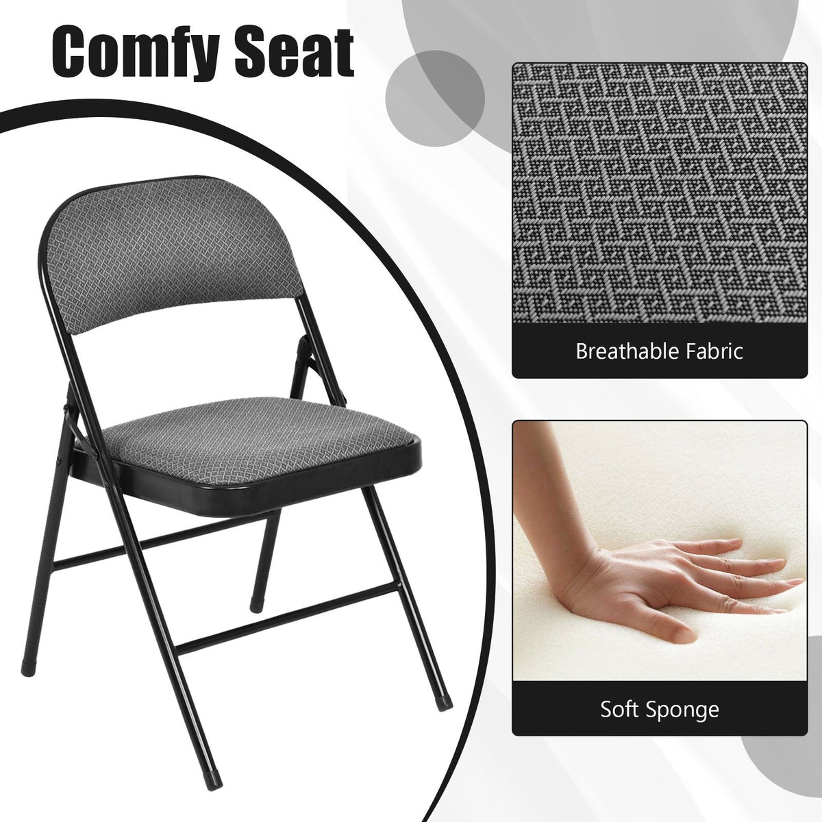 Juego de 2 sillas plegables con asiento tapizado y respaldo cubierto de tela