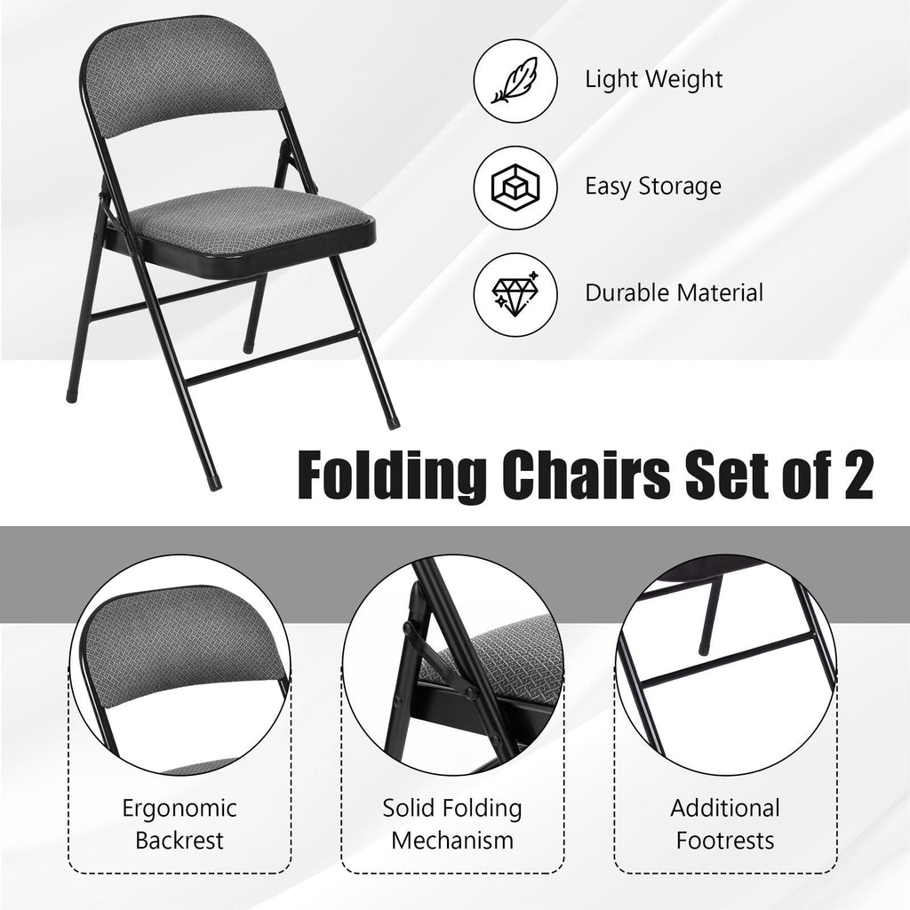 Juego de 2 sillas plegables con asiento tapizado y respaldo cubierto de tela