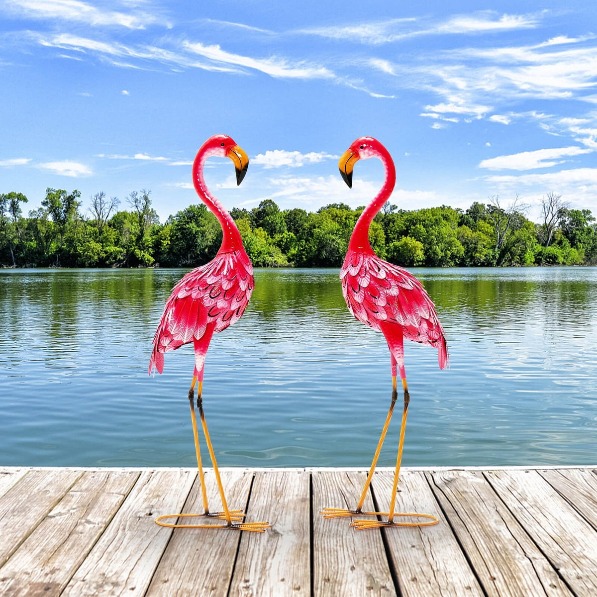 2-teiliges Flamingo-Gartenfiguren-Set