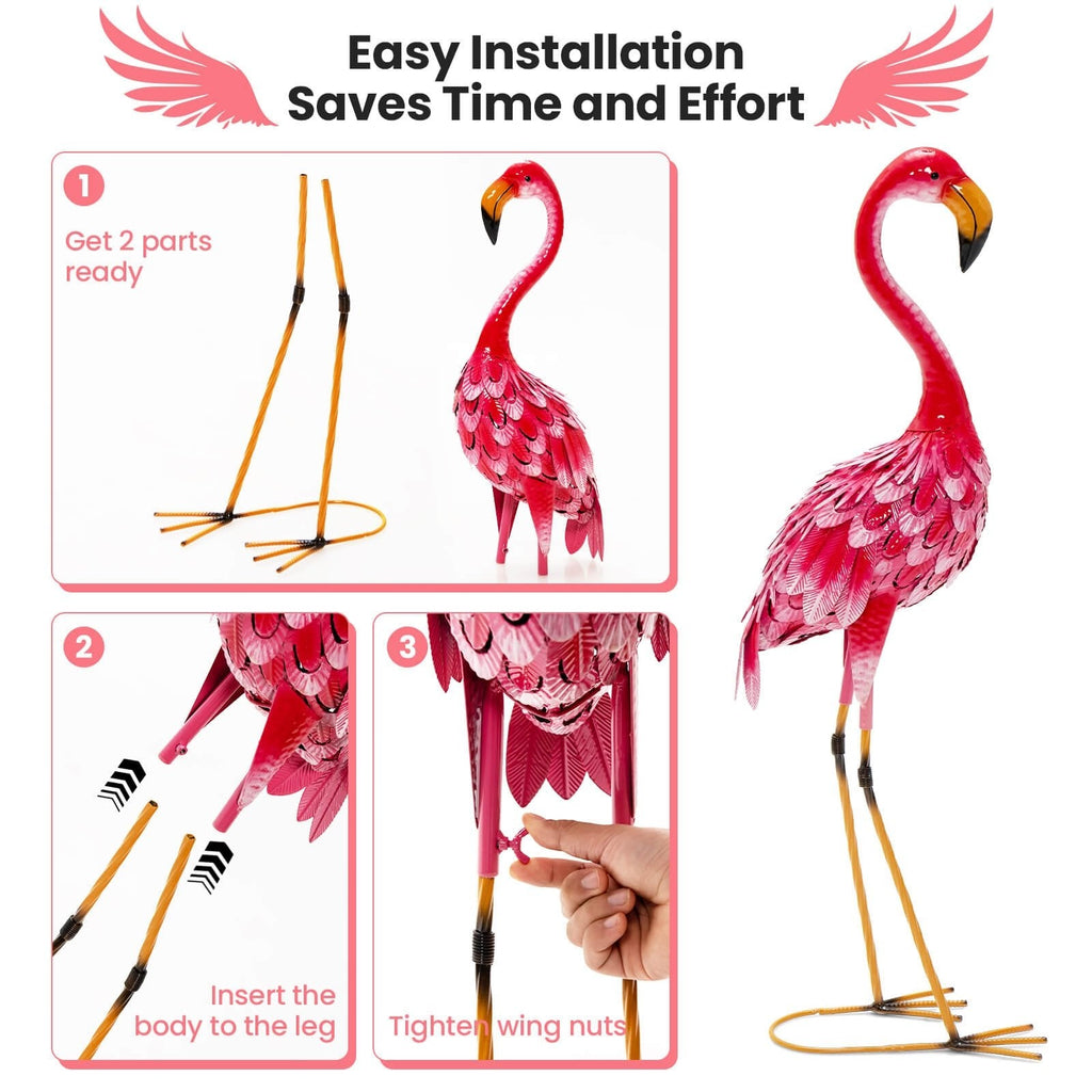 2-teiliges Flamingo-Gartenfiguren-Set