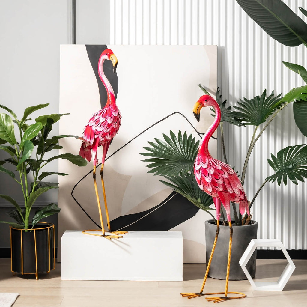 2-teiliges Flamingo-Gartenfiguren-Set