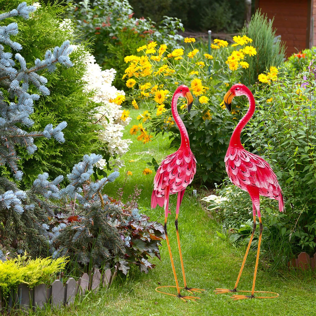2-teiliges Flamingo-Gartenfiguren-Set