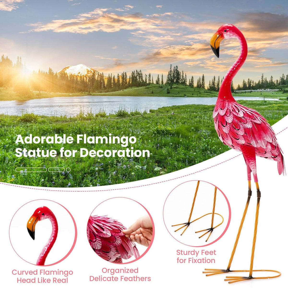 2-teiliges Flamingo-Gartenfiguren-Set