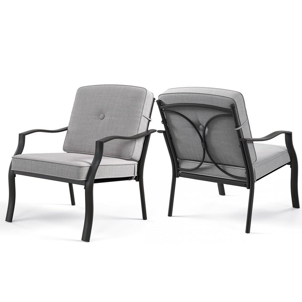 2-teiliges Metall-Gartenstuhl-Set mit Sitz- und Rückenpolstern