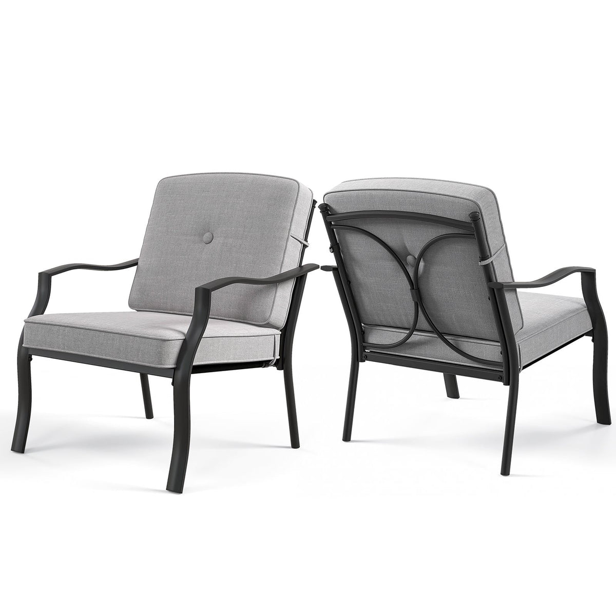 2-teiliges Metall-Gartenstuhl-Set mit Sitz- und Rückenpolstern