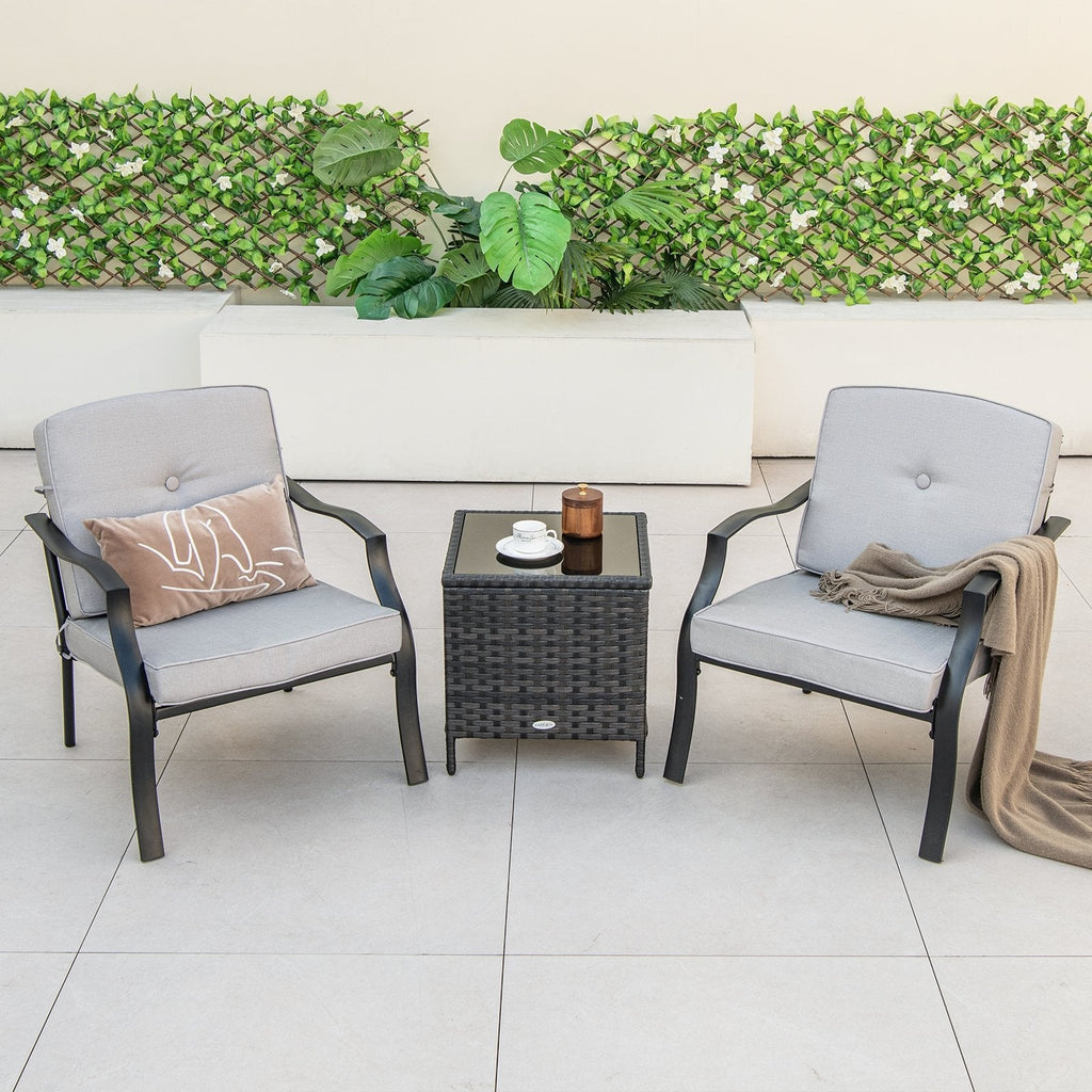 2-teiliges Metall-Gartenstuhl-Set mit Sitz- und Rückenpolstern