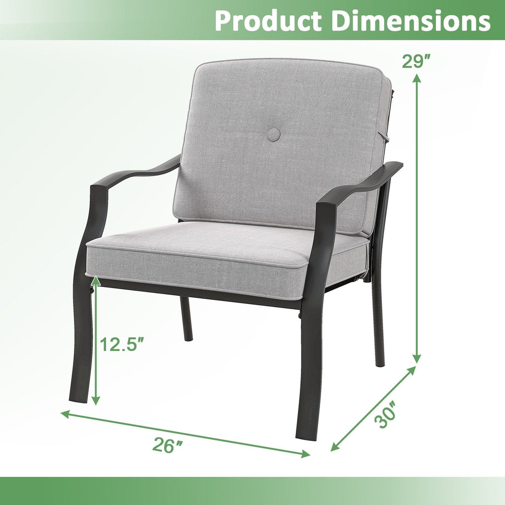 2-teiliges Metall-Gartenstuhl-Set mit Sitz- und Rückenpolstern