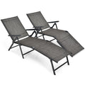 Set aus 2 klappbaren Sling-Sonnenliegen mit dreifach klappbaren Rahmen, Grau